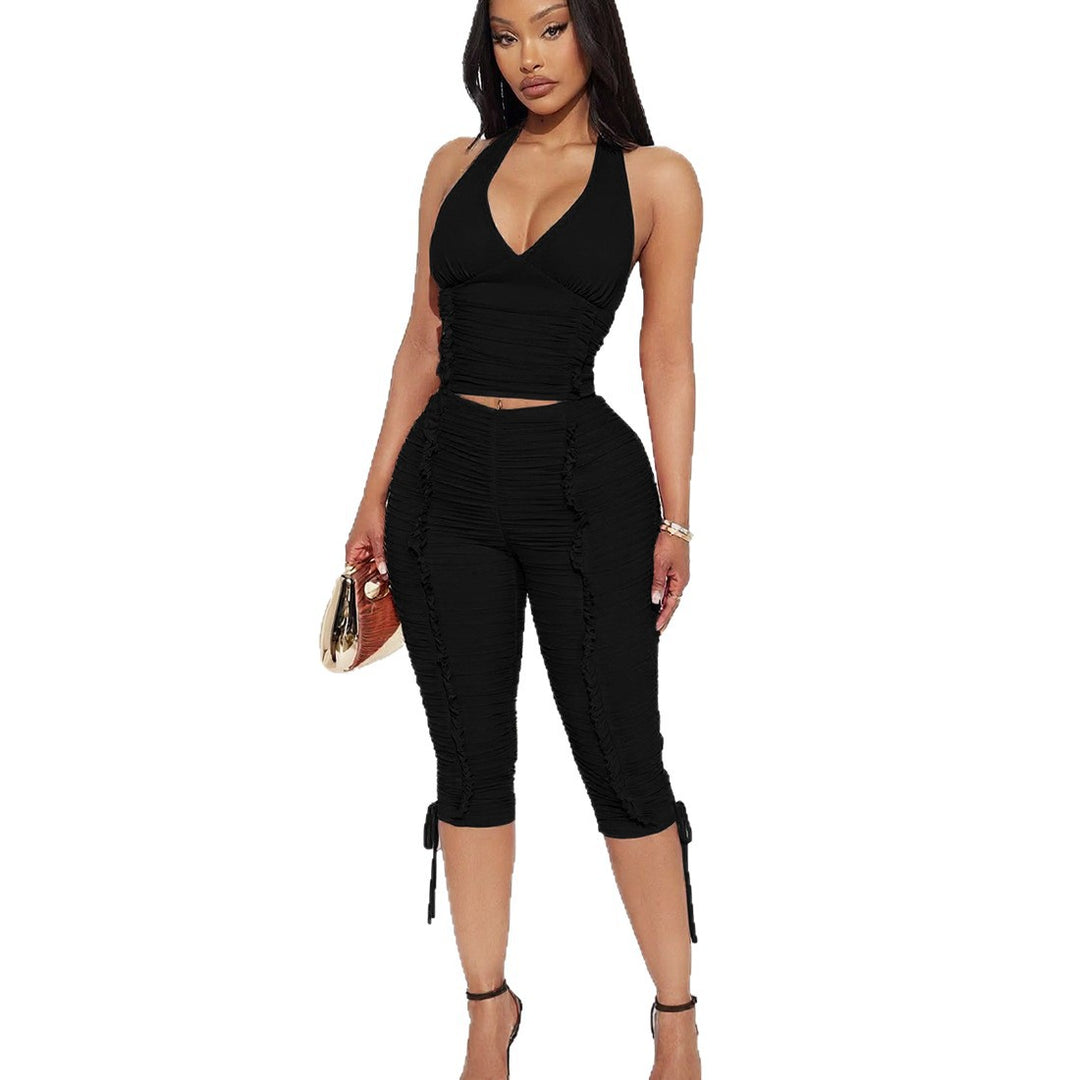 Damen Jumpsuit mit raffinierten Raffungselementen und stilvollen Bindebändern EB