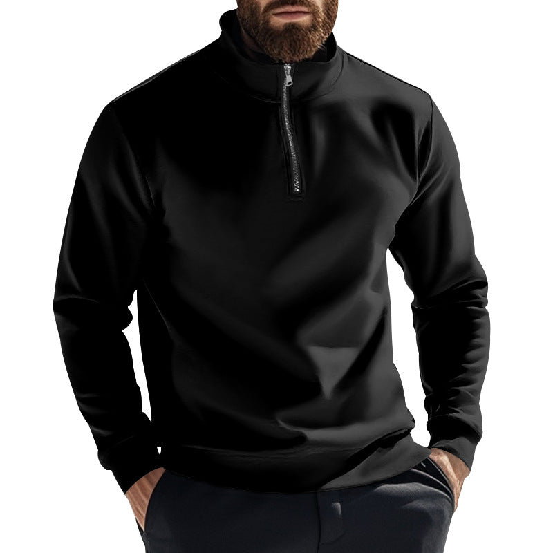 Herren nan thermischer Halbzip-Pullover mit Stehkragen und wärmendem Fleece-Innenfutter EB