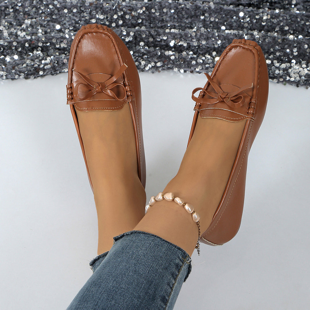 Damen Mokassins mit elegantem Schleifenakzent und weicher Sohle EB