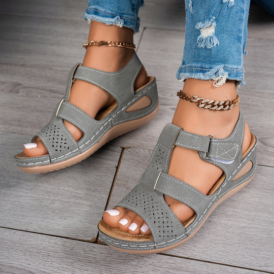 Damen Wedge-Sandalen mit anatomischem Fußbett und verstellbarem Riemendesign EB