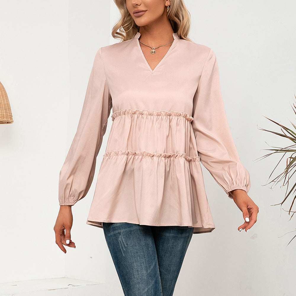 Damen Oberteil mit Rüschendetails und V-Ausschnitt EB