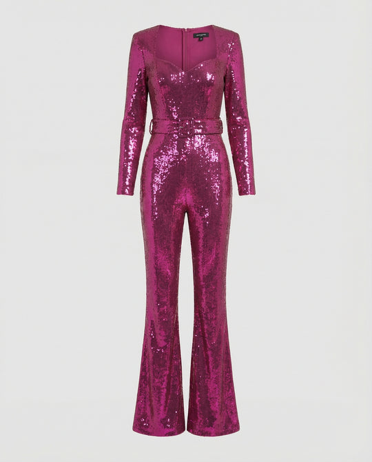 Damen Glamouröser Pailletten Jumpsuit mit schicker Taillierung EB