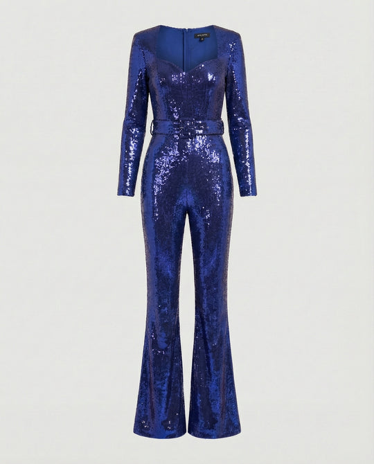 Damen Glamouröser Pailletten Jumpsuit mit schicker Taillierung EB