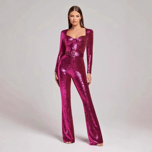 Damen Glamouröses Einteiler-Outfit mit glitzernden Applikationen und taillierter Silhouette EB