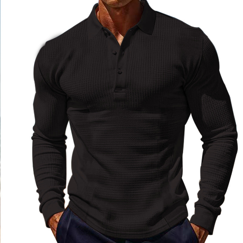 Herren Langarm-Henley-Shirt aus atmungsaktivem Strukturmaterial mit dekorativen Knöpfen EB