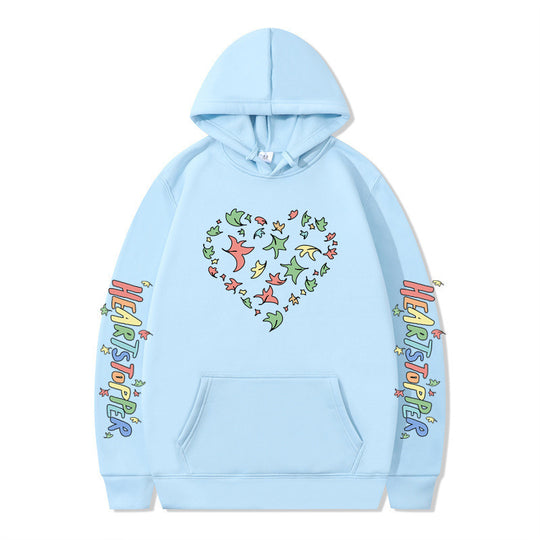 Damen Kapuzenpullover mit kreativem Herz- und Blattmotiv EB