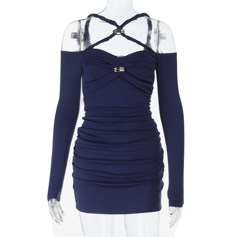 Damen figurbetontes Abendkleid mit schulterfreier Gestaltung und eleganten Raffungselementen EB