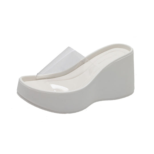Damen Plateau-Sandalen mit durchsichtigem Riemen und modischem Wedge-Design EB