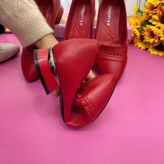Damen elegante Ballerinas mit modischem Absatz und dezentem Design EB