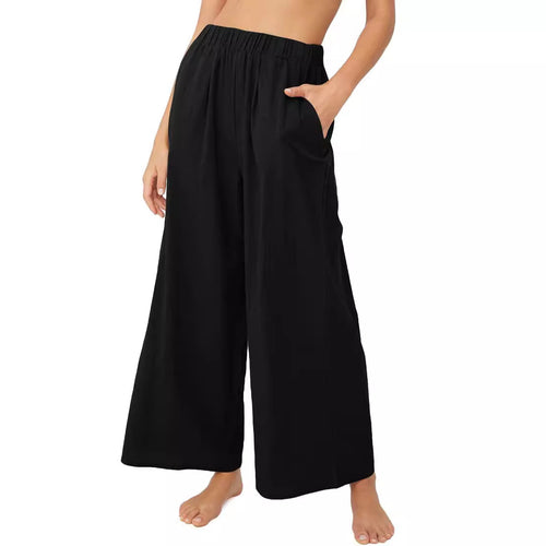 Damen Leichte Weitehose mit elastischem Bund und praktischen Taschen EB