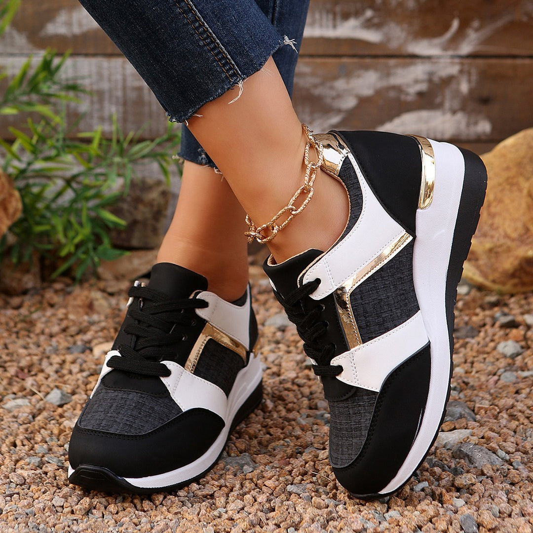 Damen modische Sneakers mit goldenen Akzenten und atmungsaktivem Obermaterial EB