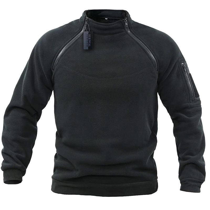 Herren Funktions-Fleecepullover mit Schulterbelüftung, hohem Stehkragen und Ärmeltasche EB