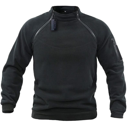 Herren Funktions-Fleecepullover mit Schulterbelüftung, hohem Stehkragen und Ärmeltasche EB