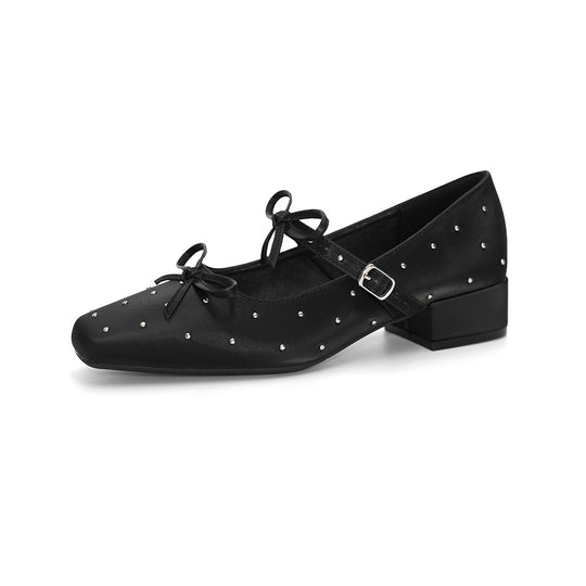 Damen Ballerinas mit dekorativen Schleifen und Strass-Applikationen EB