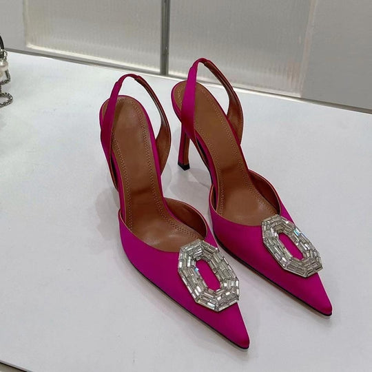Damen Glamouröse Slingback High Heels mit funkelndem Schmuckdetail EB