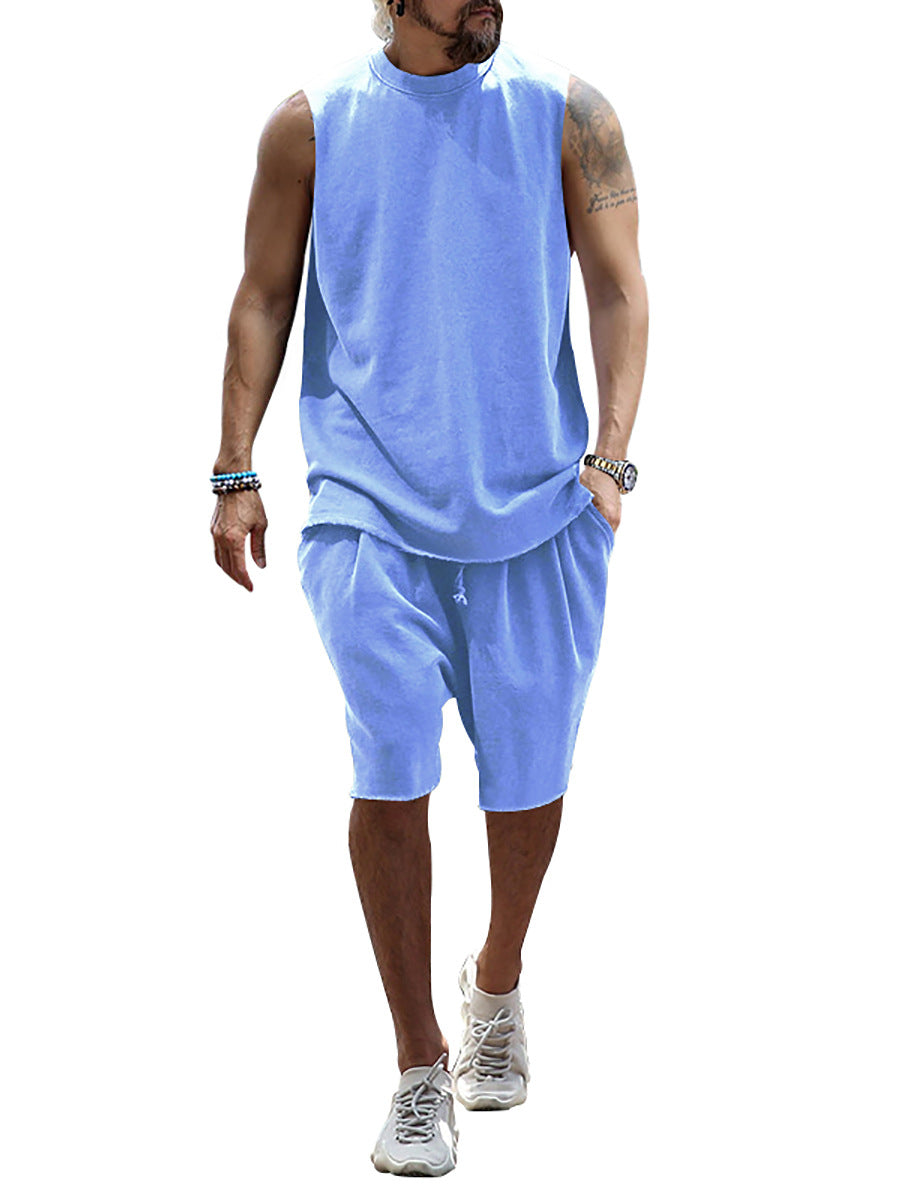 Herren sportliches Tanktop und Shorts-Set aus hochwertigem Baumwollmix EB