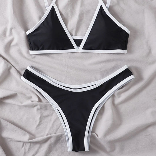 Damen Triangel-Bikini mit kontrastierenden Details EB