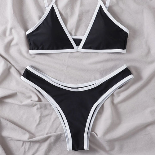 Damen Triangel-Bikini mit kontrastierenden Details EB