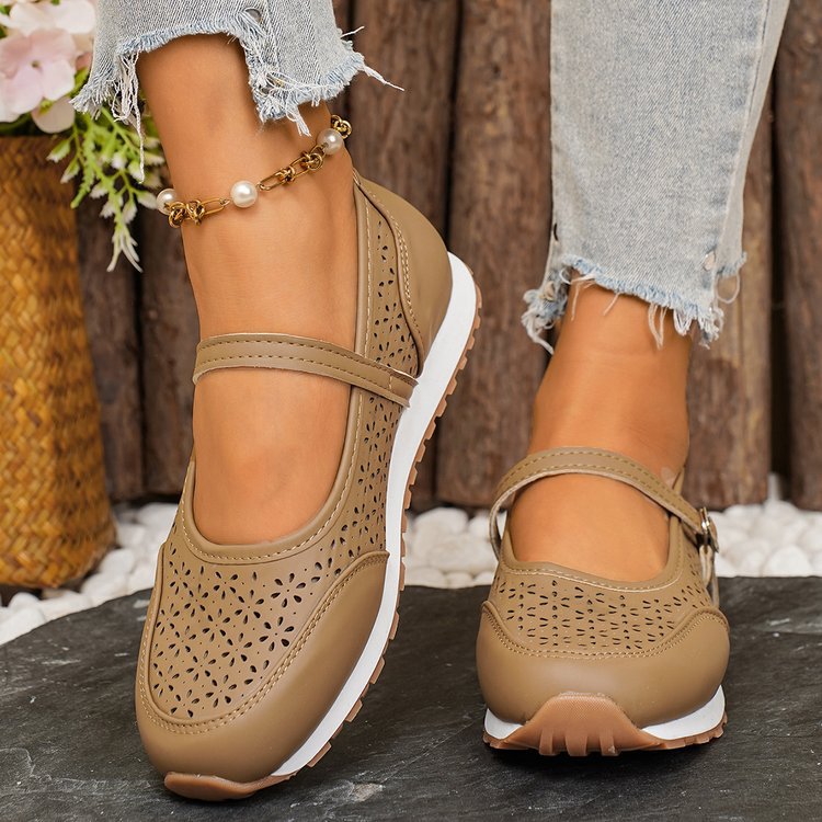 Damen Atmungsaktive Ballerinas mit dekorativer Perforation EB