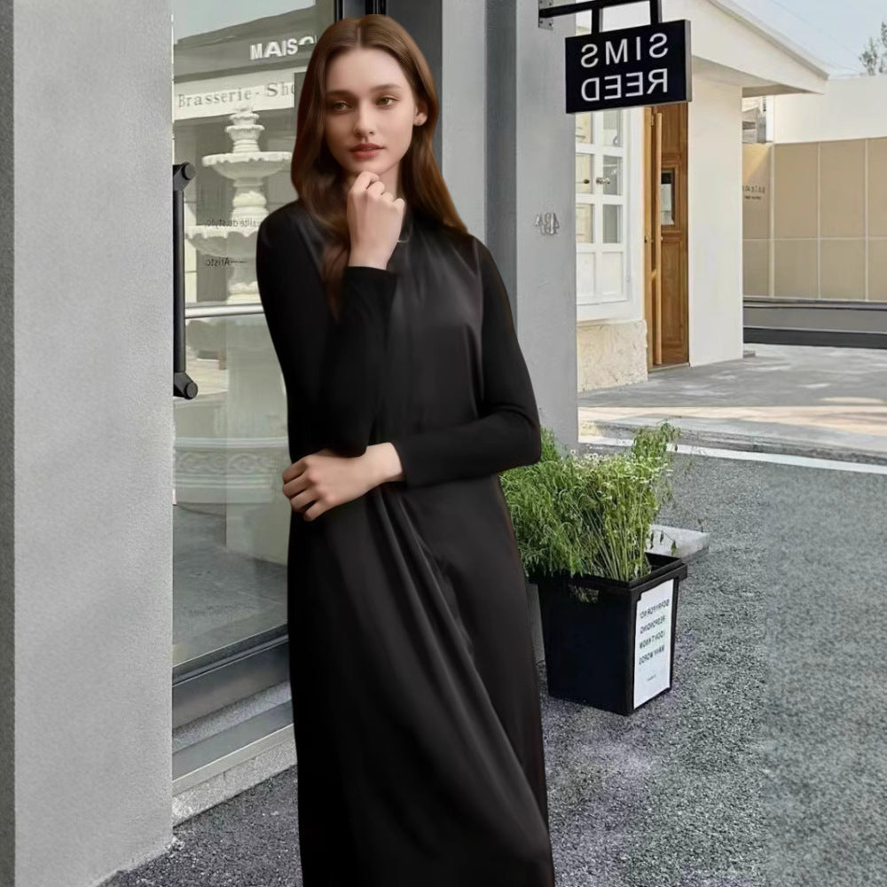 Damen Elegantes Langarm-Maxikleid mit schmeichelndem Schnitt und zeitlosem Design EB