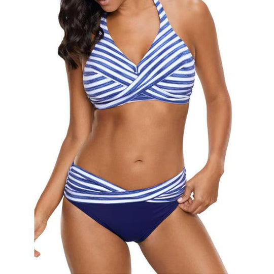 Damen Sportliches Bikini-Set mit hochgeschnittenem Bund EB