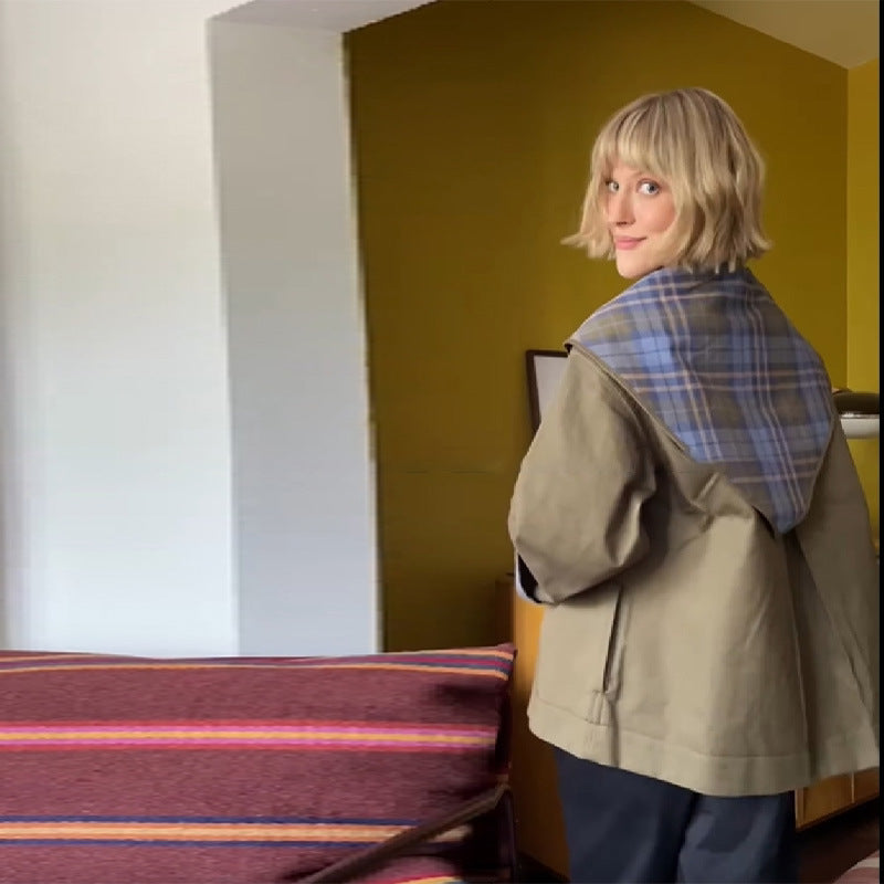Damen Kariertes Übergröße Blazer EB