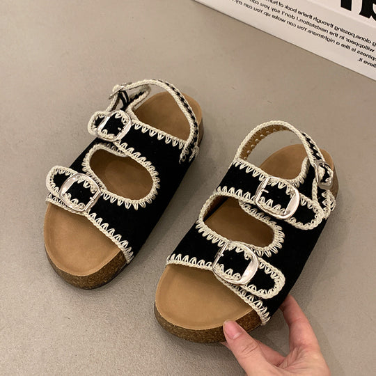 Damen bequeme Sandalen mit verstellbarem Schnallenverschluss und ergonomischem Fußbett EB