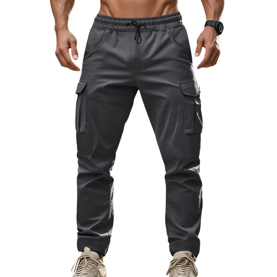 Herren nan urbane Cargo‑Chino im Joggingstil mit elastischem Tunnelzugbund und multifunktionalen Taschen EB