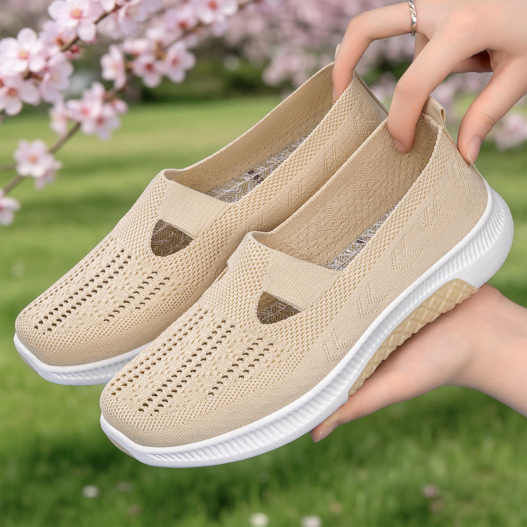 Damen nan elastischer Strick-Slipper mit perforiertem Atmungsnetz und dämpfender Leichtsohle EB
