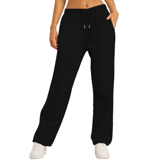 Damen nan extraweiche Relax-Hose mit hohem Komfortbund Kordelzug und geradem Bein EB