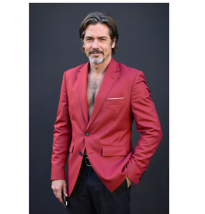 Herren nan taillierter Business-Blazer aus Stretchgewebe mit Brusttasche und schlanker Silhouette EB