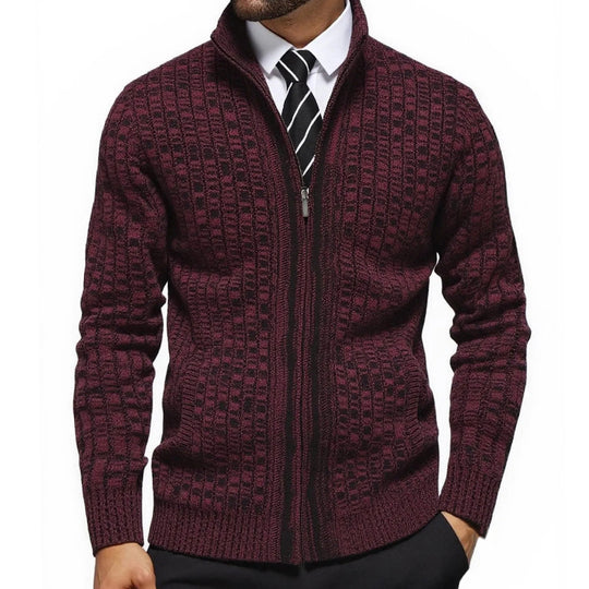 Herren strukturierte Strickjacke mit eleganter Zip-Front EB