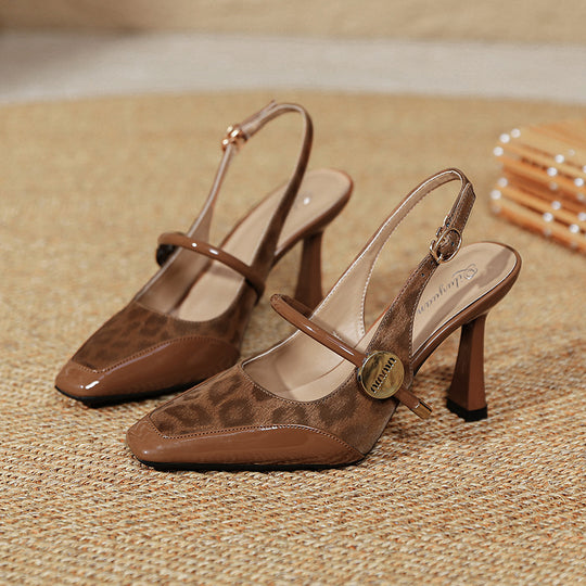 Damen Slingback Pumps mit eleganter Lack- und Velours-Kombination EB