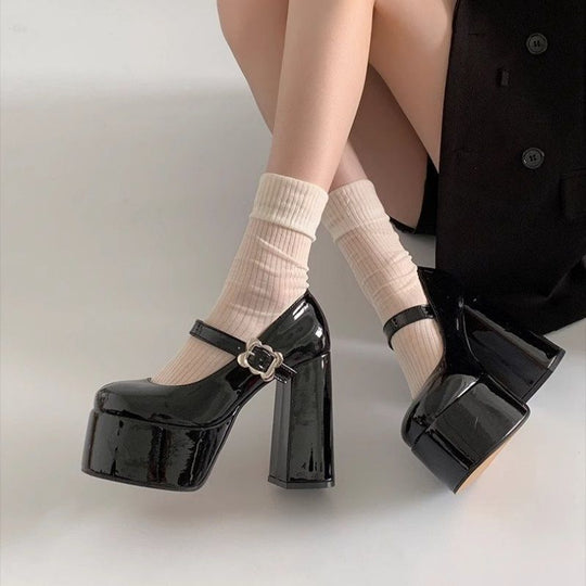 Damen Plattform Pumps mit eleganter Schnalle EB