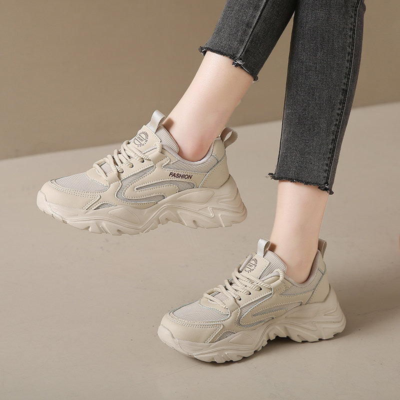 Damenmodische Sport-Sneaker mit atmungsaktiver Mesh-Oberfläche und stoßdämpfender Sohle EB