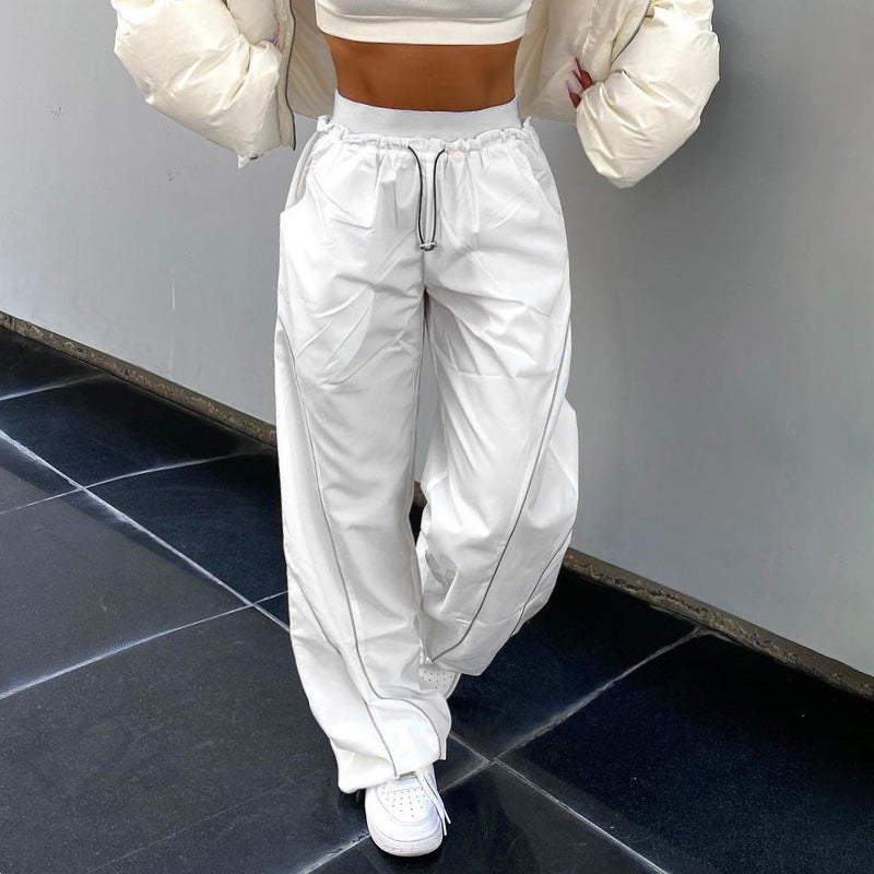 Damen nan weite Trackhose mit Tunnelzugbund, Kontrastnaht-Design und verstellbaren Saumkordeln EB