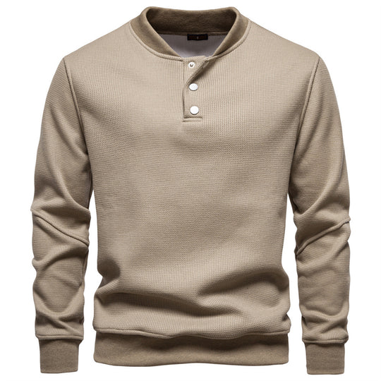 Herren Langarm-Pullover mit Knopfleiste und strukturiertem Gewebe EB