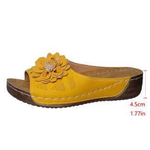 Damen Offene Pantoletten mit floralem Dekor EB