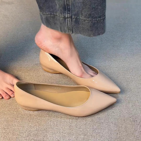 Damen spitze Ballerinas mit elegantem Glanz und verziertem Rand EB