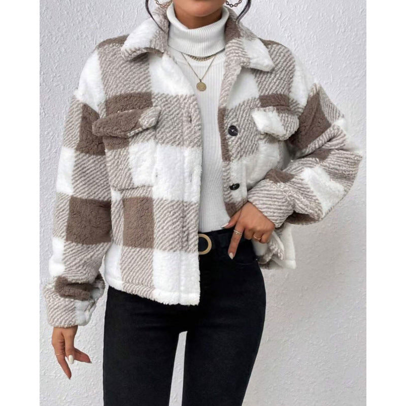 Damen Fleecejacke mit Karomuster EB