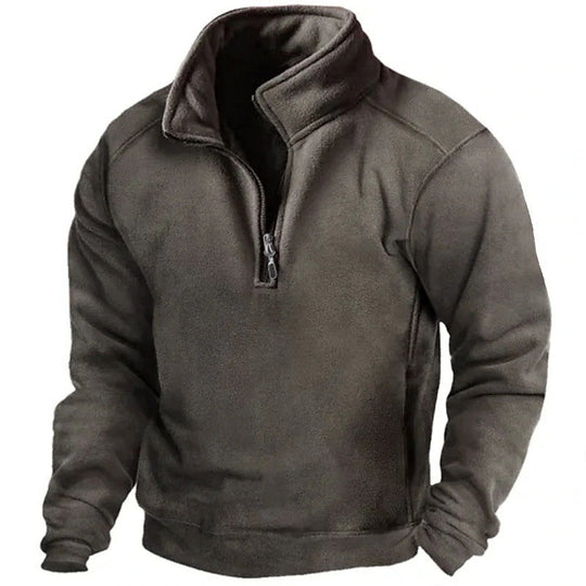Herren Fleece-Pullover mit hohem Kragen und praktischen Reißverschluss EB