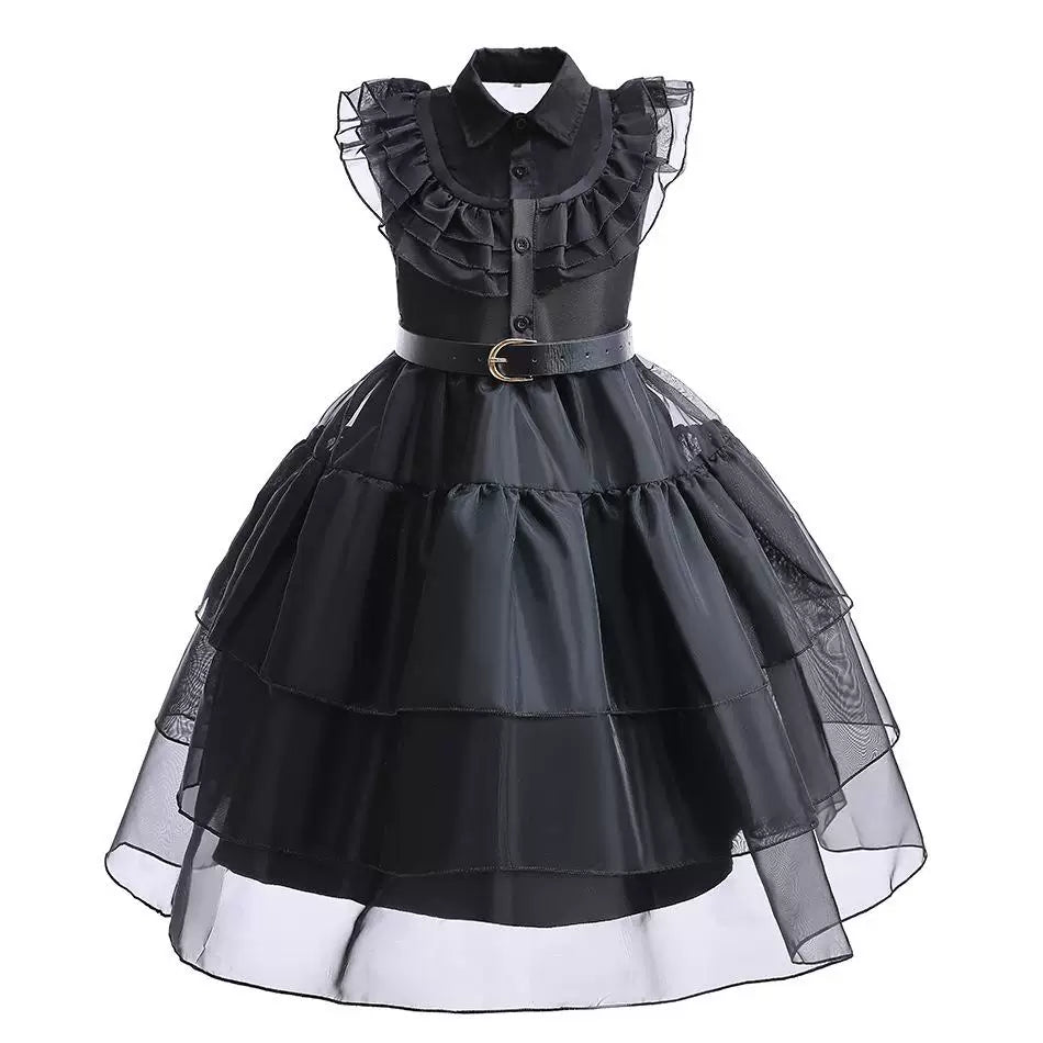 Damen Gothic-Lolita Kleid Stufenrock Rüschenkragen
