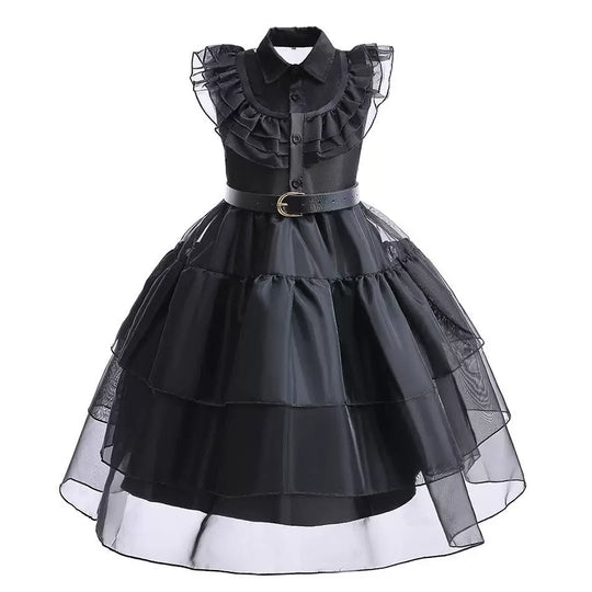 Damen Gothic-Lolita Kleid Stufenrock Rüschenkragen