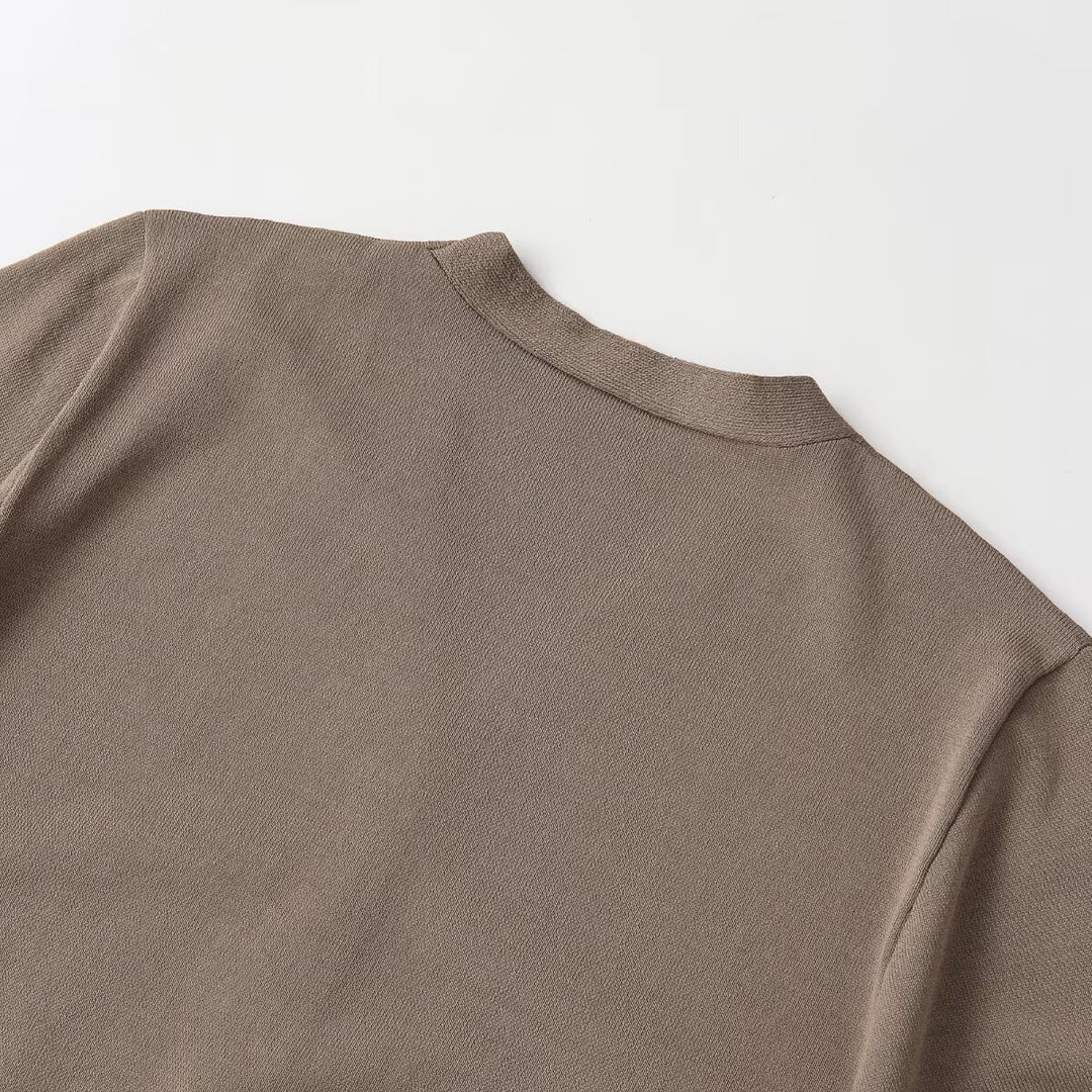 Damen Strickjacke mit V-Ausschnitt und kurzen Ärmeln EB
