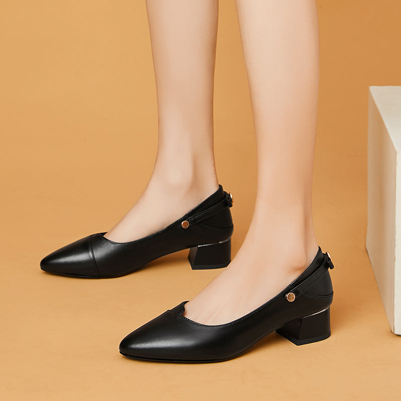 Damen Elegante Pumps mit modischem Riemen und gemütlichem Blockabsatz EB