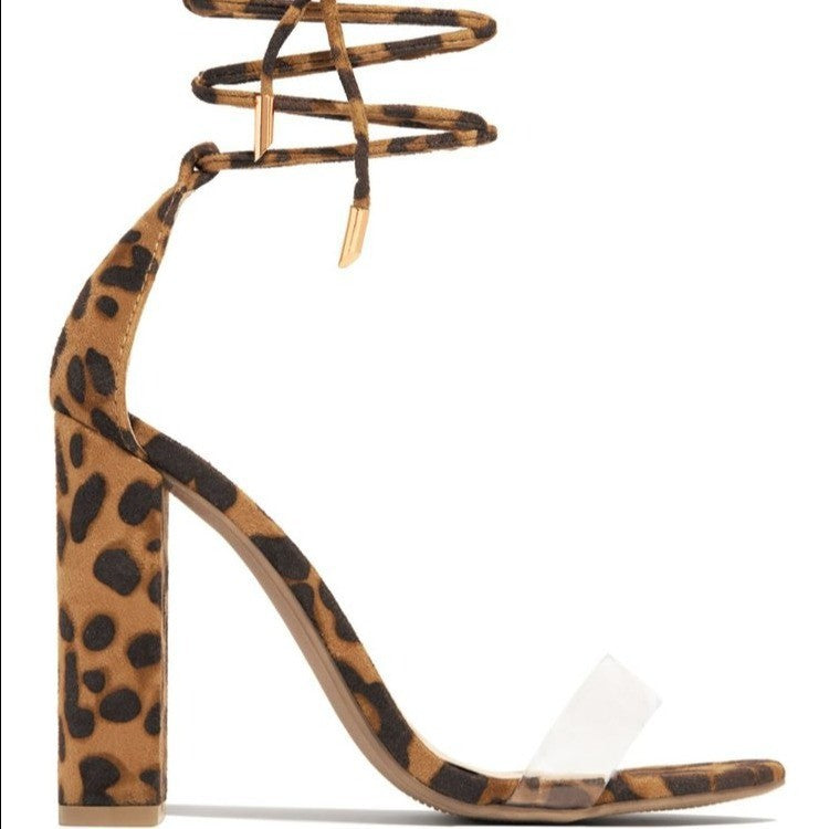 Damen elegante High Heel Sandalen mit transparenten Einsätzen EB
