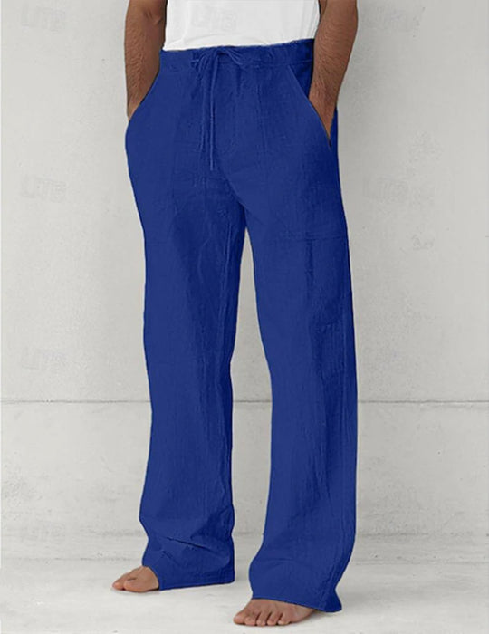 Herren nan leichte Relax-Chino aus Leinenmix mit weitem Bein, Kordelbund und seitlichen Eingrifftaschen EB