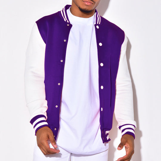 Herren sportliche Collegejacke mit kontrastierenden Ärmeln und Druckknöpfen EB