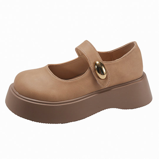 Damen Modische Plateau-Mary Jane Schuhe mit dekorativem Riemen und komfortabler Sohle EB