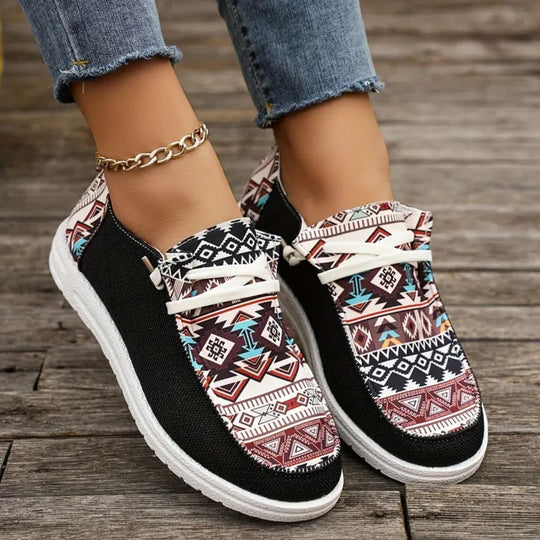 Damen modische Sneakers mit ethnischem Design EB